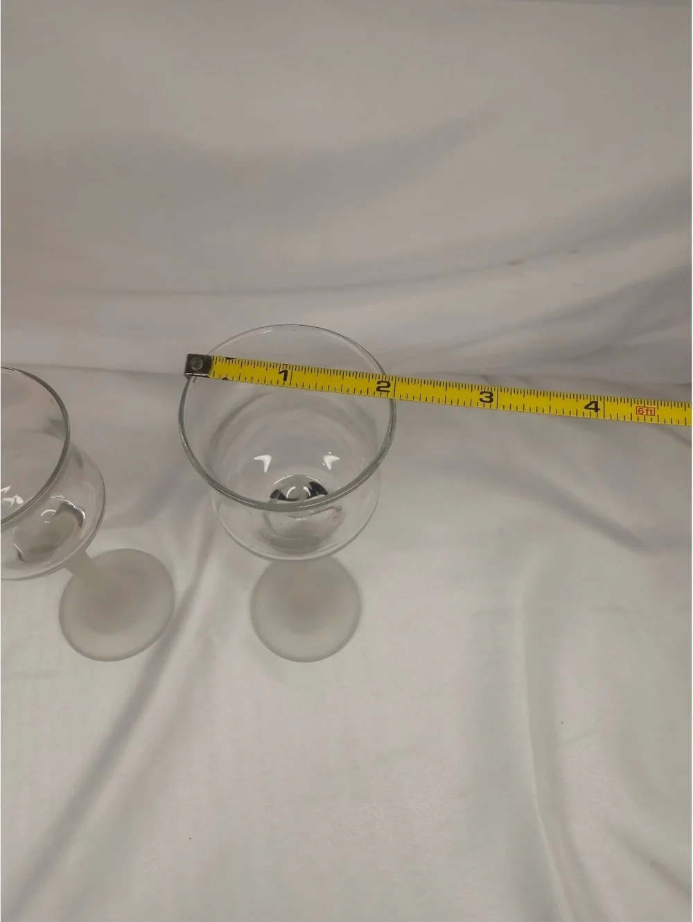 Vintage Frosted Stem Cordial Glasses Set of 2 Clear Tulip Liqueur Glasses 6/7.5